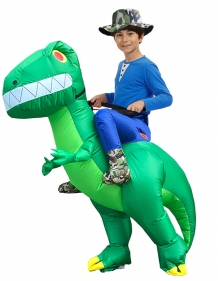 Kids Green Dinosaur T-rex Inflatable blow up Costume