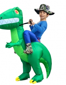 Kids Green Dinosaur T-rex Inflatable blow up Costume