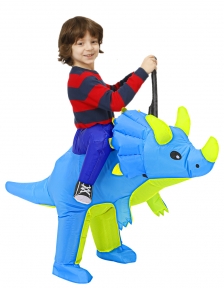 Kids Green Dinosaur Triceratops Inflatable Costume